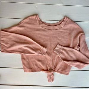 HOLLISTER Peach Cropped Tie at Waist Sweater Size Small
